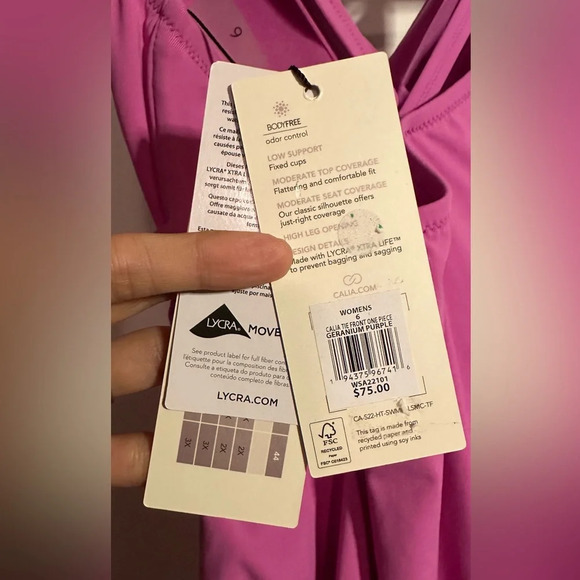 NWT CALIA Women's Tie Front One Piece Swimsuit Pink Geranium 6 - Picture 8 of 9